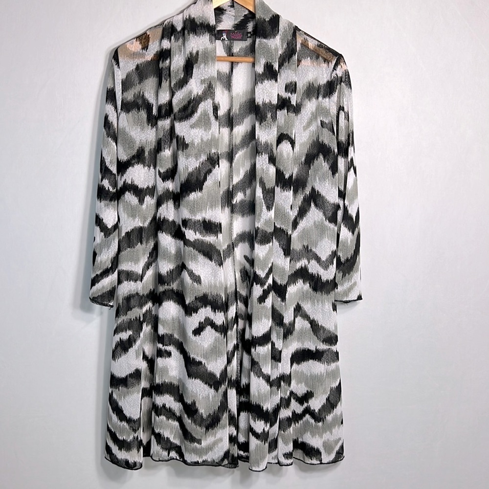 Black, White, and Grey Animal Print Full Length Duster size M
